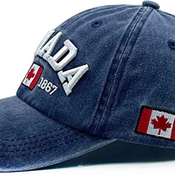Variety To Go Canadian Baseball Hat Cap, 100% Cotton Maple Leaf Hat  (2060 Navy) - Picture 3 of 6
